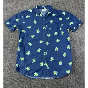 Pokémon Squirtle Button Up Shirt Men's Small 2017 All Over Print Blue Casual
